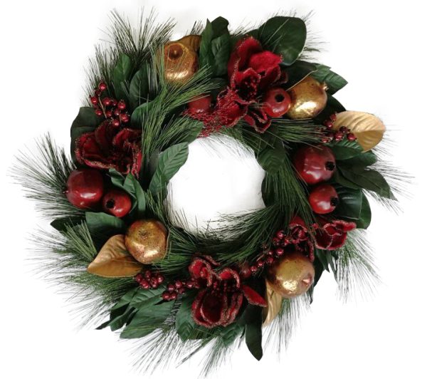 24141 28'' Wreath Large Deep Red Flower